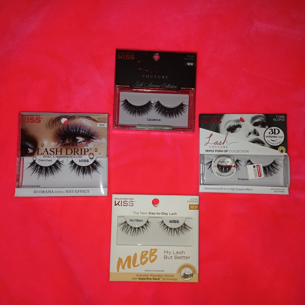 NIB KISS Eye Lash Collection 4 Piece Lot Glue On Lash Different Styles $40 Value